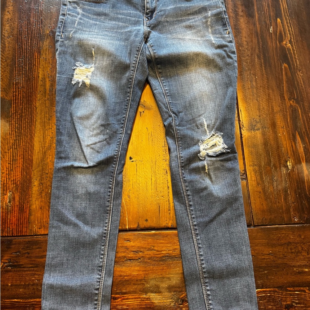 Express Women's Distressed Gray Skinny Jeans